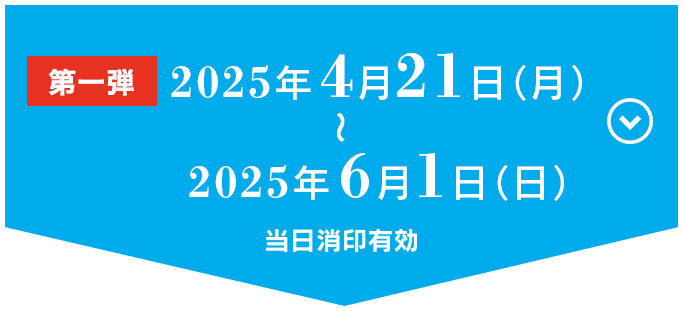 
                「第一弾」2025年4月21日（月）～2025年6月1日（日）
                当日消印有効
